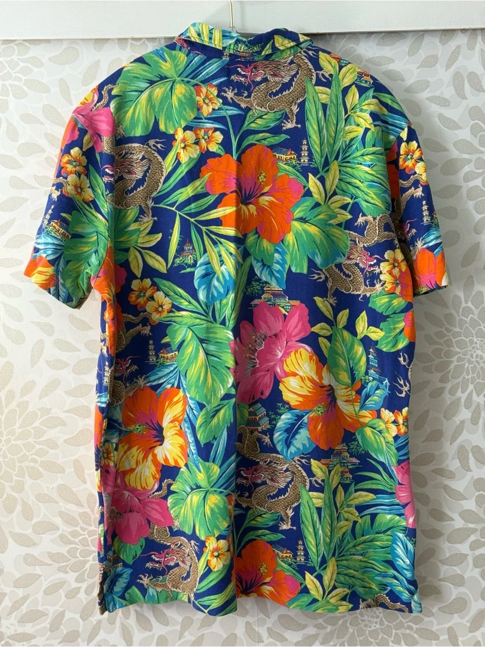 Vintage Polo Ralph Lauren Men’s XL Dragon Hibiscus Flower Short Sleeve Shirt